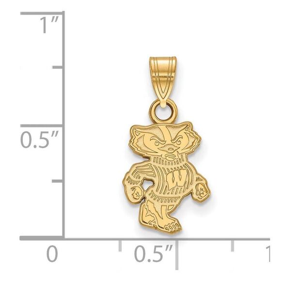 10k Yellow Gold U. of Wisconsin Small Badgers Pendant - Picture 2 of 4